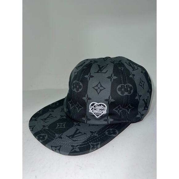 Louis Vuitton Nigo LV Made Black Grey Stripe Logo Sun Cap Baseball Hat 58cm M - Picture 3 of 9
